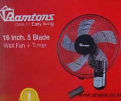 RM/676 Ramtons 16 Inches Wall Fan 5 Blades with Remote