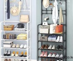 Multifunctional 5 Tier Shoe Rack Organizer + Simple Floor Coat Hat Rack with 8 hooks