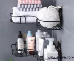 Metallic corner triangular bathroom/kitchen organizer