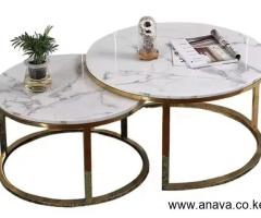 Nesting Coffee Table Marble Effect (MDF) WHITE