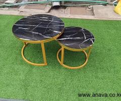 Nesting Coffee Table Marble Effect (MDF) BLACK