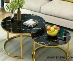 Nesting Coffee Table Marble Effect (MDF) BLACK - 2
