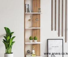 Sly Corner Bookshelf Décor Stand Teak and White