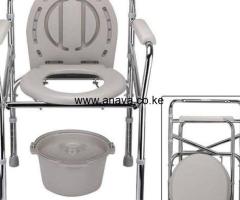 Folding Steel Commode Chair With Plastic Armrests